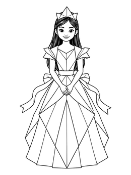 Free printable Origami Paper Princess In Gown coloring page