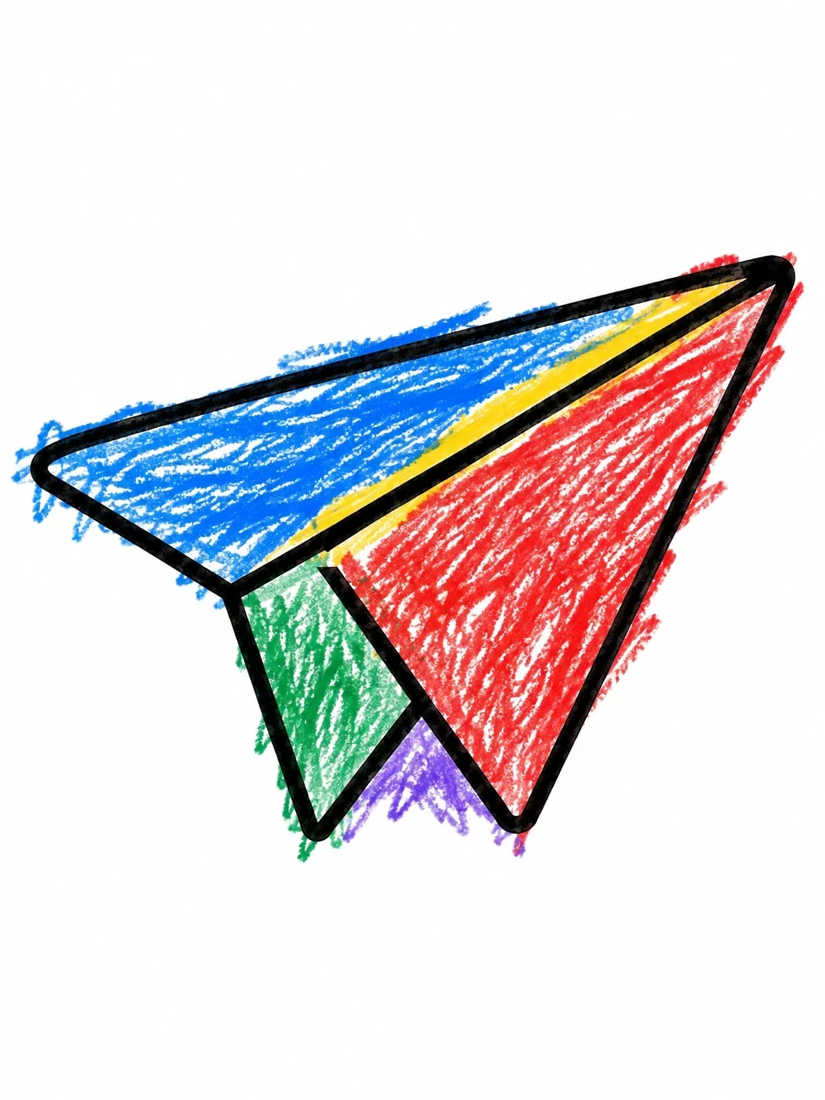 Colored example of the Simple Folded Paper Airplane coloring page