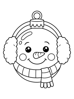Free printable Cheerful Snowman Face Bauble coloring page