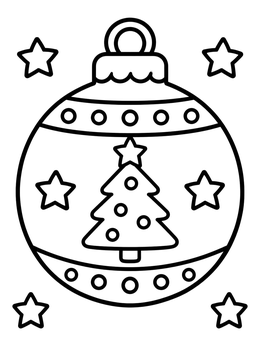 Free printable Christmas Tree Bauble With Stars coloring page