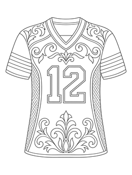 Decorated sports shirt in this detailed football coloring page.