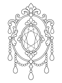 Free printable Ornate Brooch With Large Gemstone coloring page