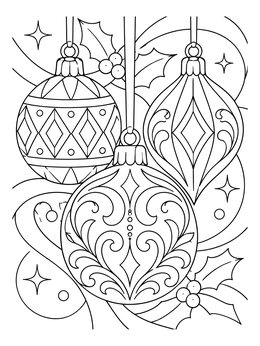 Ornate Christmas Tree Baubles coloring page