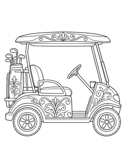 Free printable Ornate Classic Golf Cart coloring page