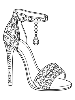 Free printable Ornate High Heel Sandal With Gem coloring page