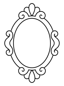 Free printable Ornate Oval Vintage Mirror Frame coloring page