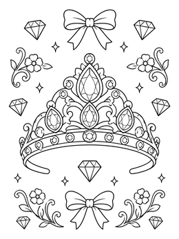 Free printable Ornate Princess Tiara With Jewels coloring page