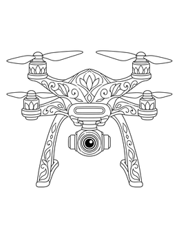 Free printable Ornate Quadcopter Drone With Camera coloring page