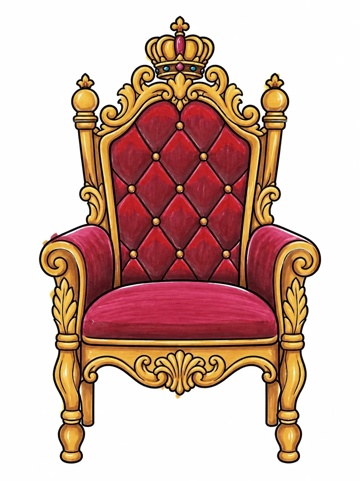 Colored example of the Ornate Royal Throne Chair coloring page