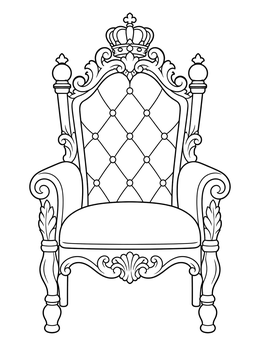 Free printable Ornate Royal Throne Chair coloring page
