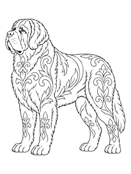 Free printable Ornate Standing Saint Bernard Dog coloring page