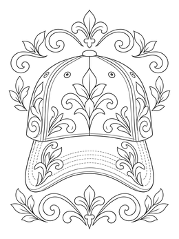 Free printable Ornate Summer Baseball Cap coloring page