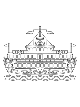 Free printable Ornate Vintage Passenger Ferry Boat coloring page