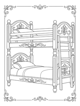 Free printable Ornate Wooden Bunk Bed coloring page