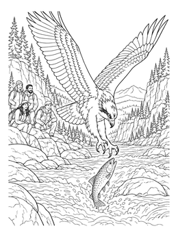 Free printable Osprey Fishing In Yellowstone River coloring page
