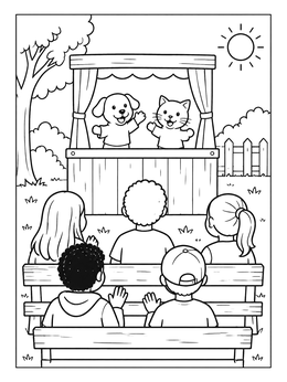 Free printable Puppet Show For Kids Outdoors coloring page