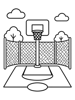 Free printable Outdoor Basketball Court And Hoop coloring page