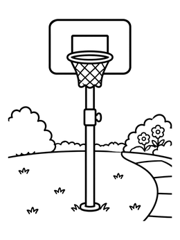Free printable Outdoor Basketball Hoop In The Garden coloring page