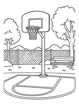 Free printable Outdoor Basketball Court In The Park coloring page