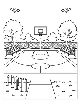 Free printable Outdoor Public Park Basketball Court coloring page
