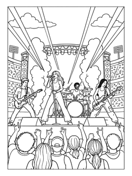 Free printable Outdoor Stadium Rock Band Concert coloring page