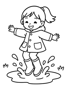 Free printable Child Jumping In Mud Puddle coloring page