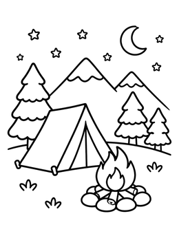 Free printable Cozy Campsite Under The Stars coloring page