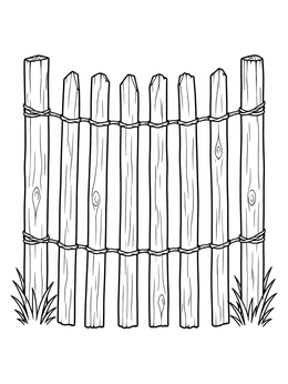 A weathered wooden picket fence in this outer banks coloring page.