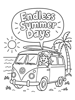 Free printable Endless Summer Camper Van Adventure coloring page