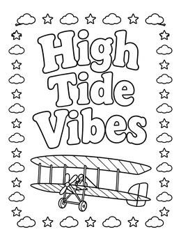 Free printable High Tide Vibes Biplane coloring page