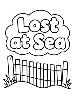 A simple outer banks coloring page with a coastal dune sand fence beneath bubble letters.