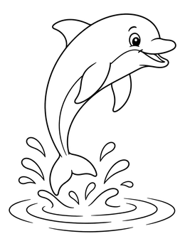 Free printable Playful Leaping Dolphin Splashing Waves coloring page