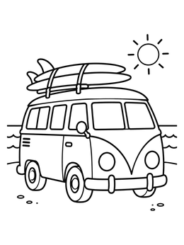 Free printable Vintage Coastal Camper Van coloring page