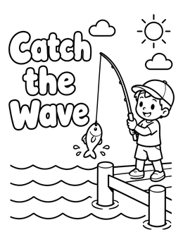 Free printable Young Boy Fishing On A Pier coloring page