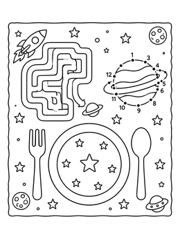 Free printable Outer Space Activity Table Placemat coloring page