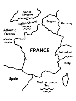 Free printable Outline Map Of France coloring page
