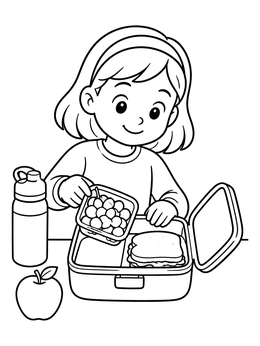 Free printable Packing Grapes In School Lunchbox coloring page