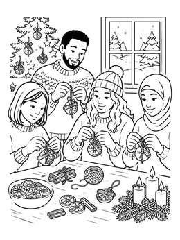 Free printable Crafting Winter Solstice Ornaments coloring page