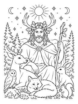 Free printable Horned God Of The Winter Solstice coloring page