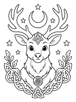 Free printable Yule Stag With Celtic Knots coloring page