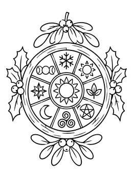 Free printable Yule Wheel Of The Year Ornament coloring page