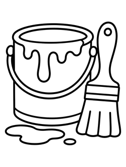 Free printable Paint Bucket And Brush coloring page
