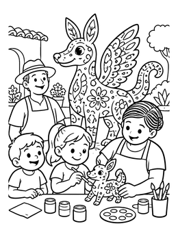Free printable Painting Folk Art Alebrijes Workshop coloring page