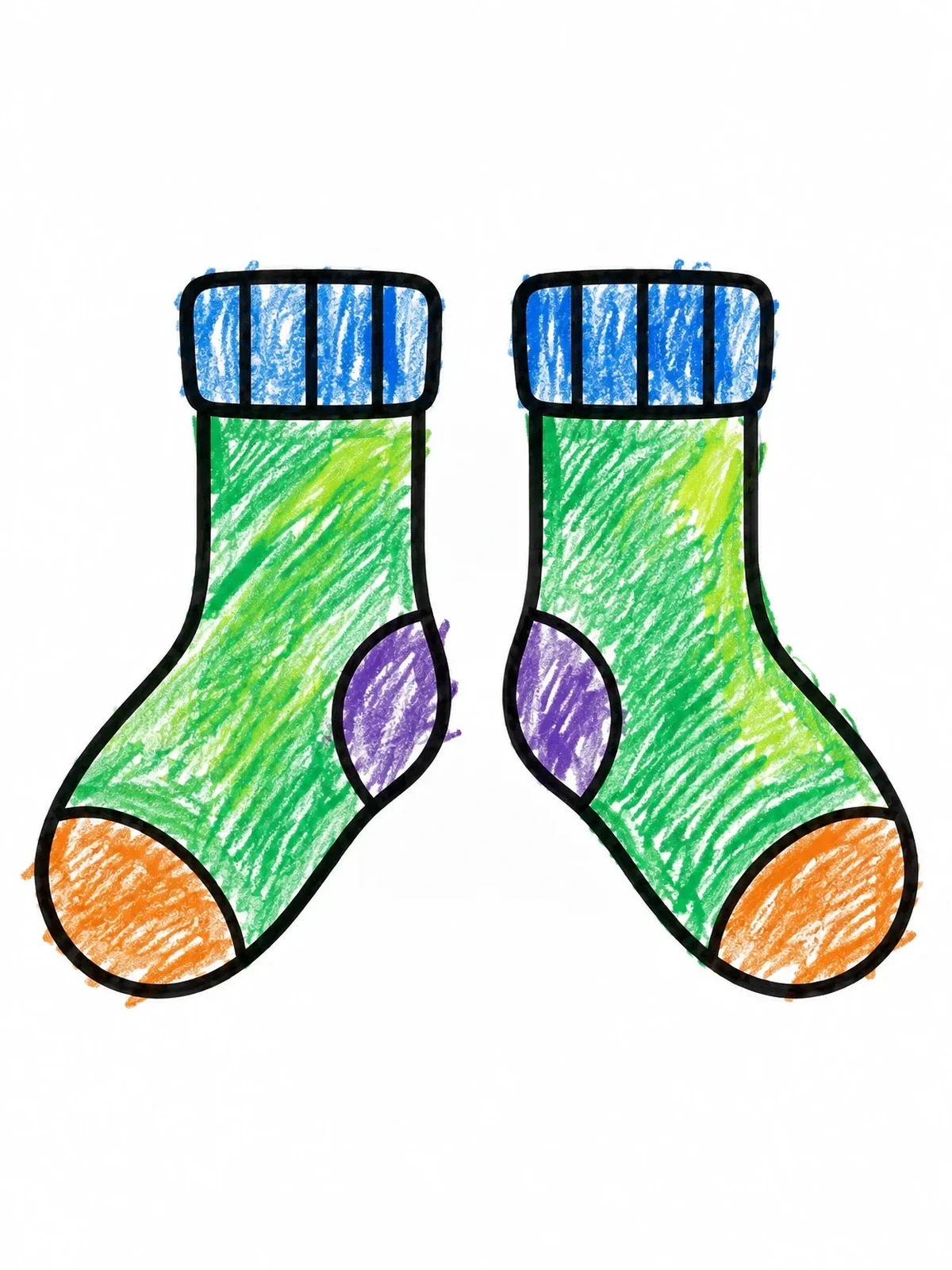 Colored example of the Pair Of Blank Cozy Socks coloring page