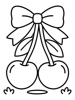 Free printable Pair Of Cherries With Ribbon Bow coloring page
