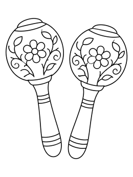 Free printable Pair Of Floral Pattern Maracas coloring page