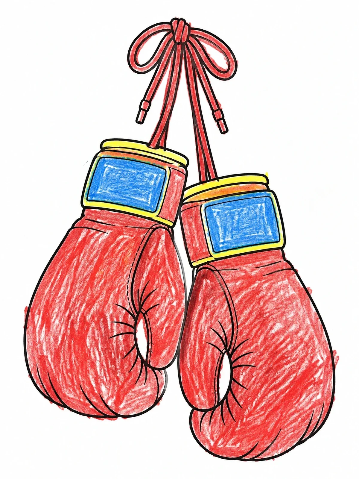 Colored example of the Pair Of Hanging Boxing Gloves coloring page