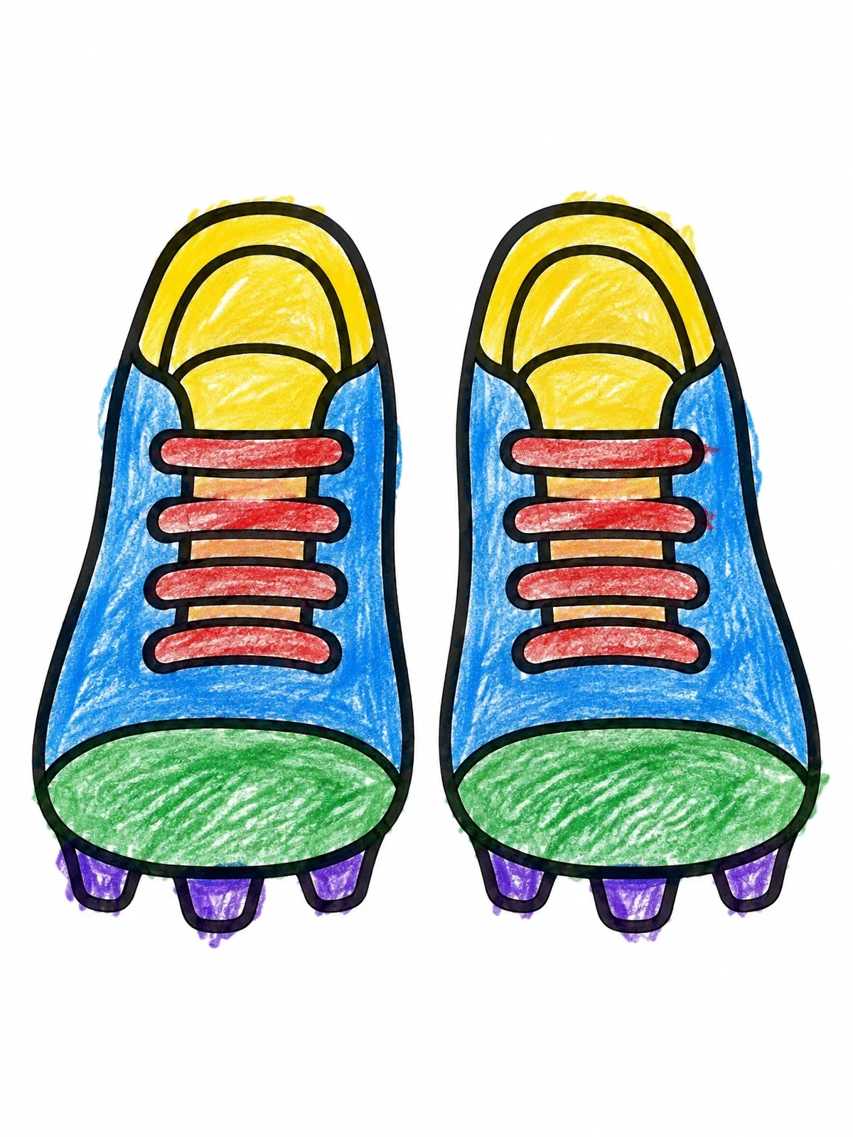 Colored example of the Pair Of Simple Soccer Cleats coloring page