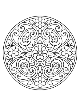 Free printable Paisley And Floral Swirl Mandala coloring page