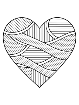 Free printable Geometric Ribbon Pattern Heart coloring page